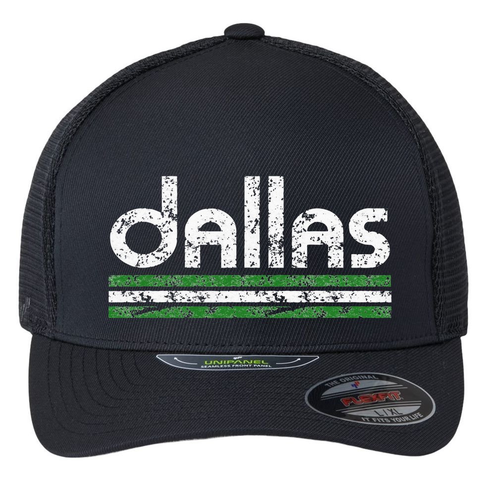 Dallas Texas Retro Weathered Throwback Flexfit Unipanel Trucker Cap