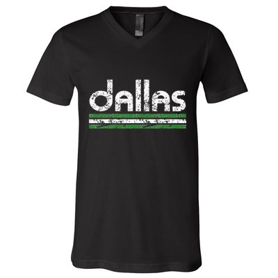 Dallas Texas Retro Weathered Throwback V-Neck T-Shirt