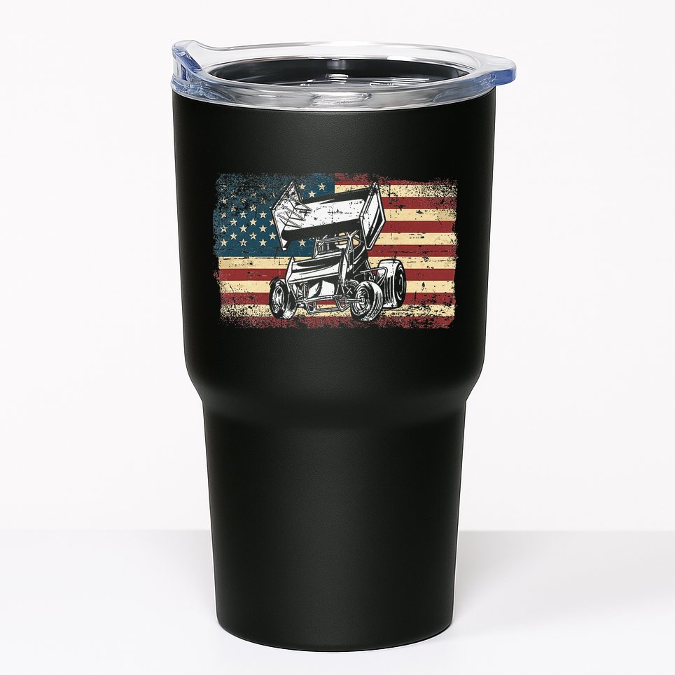 Dirt Track Racing Sprint Car Vintage Retro American Flag Tumbler