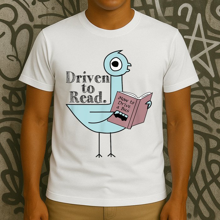 Driven To Read Pigeon Library Reading Books Readers T-Shirt