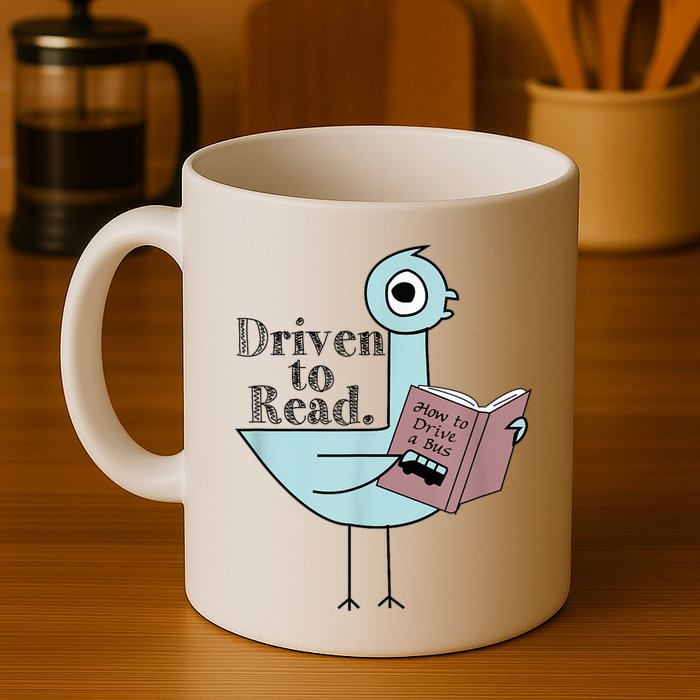 Driven To Read Pigeon Library Reading Books Readers Mug
