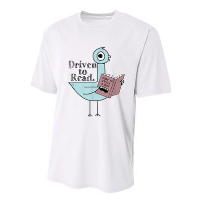 Driven To Read Pigeon Library Reading Books Readers Youth Performance Sprint T-Shirt