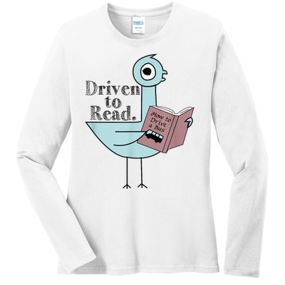 Driven To Read Pigeon Library Reading Books Readers Ladies Long Sleeve Shirt