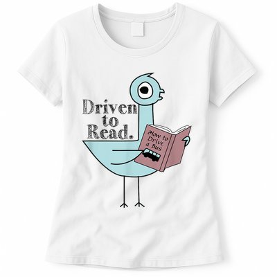 Driven To Read Pigeon Library Reading Books Readers Womens T-Shirt