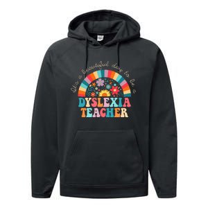 Dyslexia Teacher Retro Dyslexia SPED Therapist Rainbow Performance Fleece Hoodie