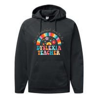 Dyslexia Teacher Retro Dyslexia SPED Therapist Rainbow Performance Fleece Hoodie