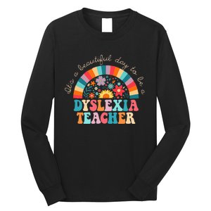 Dyslexia Teacher Retro Dyslexia SPED Therapist Rainbow Long Sleeve Shirt