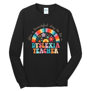 Dyslexia Teacher Retro Dyslexia SPED Therapist Rainbow Tall Long Sleeve T-Shirt