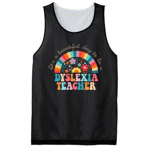 Dyslexia Teacher Retro Dyslexia SPED Therapist Rainbow Mesh Reversible Basketball Jersey Tank