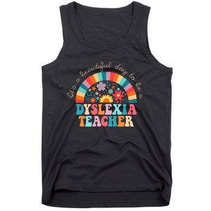 Dyslexia Teacher Retro Dyslexia SPED Therapist Rainbow Tank Top