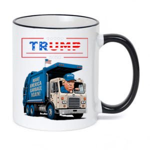 Donald Trump Rides In Garbage Truck Garbage For Trump 11oz Black Color Changing Mug