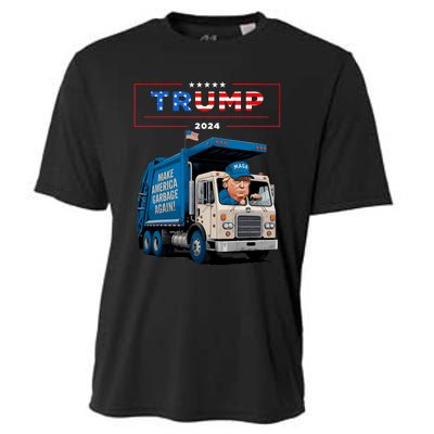 Donald Trump Rides In Garbage Truck Garbage For Trump Cooling Performance Crew T-Shirt