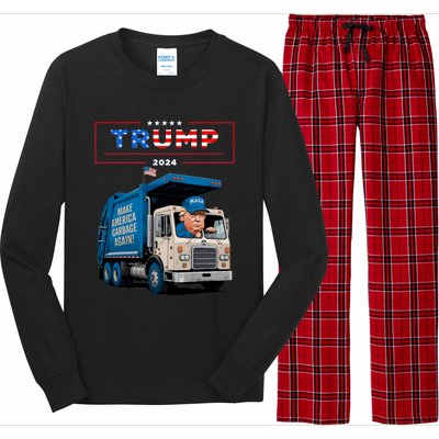 Donald Trump Rides In Garbage Truck Garbage For Trump Long Sleeve Pajama Set