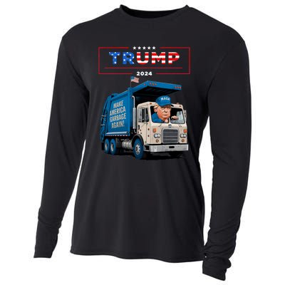 Donald Trump Rides In Garbage Truck Garbage For Trump Cooling Performance Long Sleeve Crew