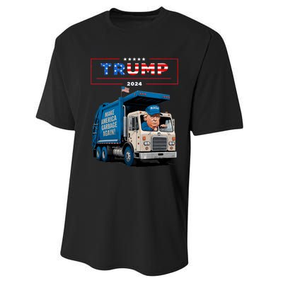 Donald Trump Rides In Garbage Truck Garbage For Trump Performance Sprint T-Shirt