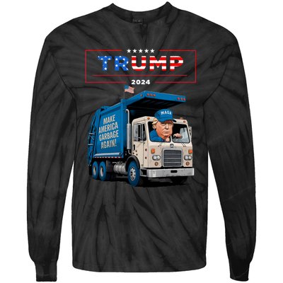 Donald Trump Rides In Garbage Truck Garbage For Trump Tie-Dye Long Sleeve Shirt