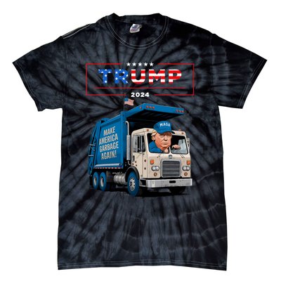 Donald Trump Rides In Garbage Truck Garbage For Trump Tie-Dye T-Shirt