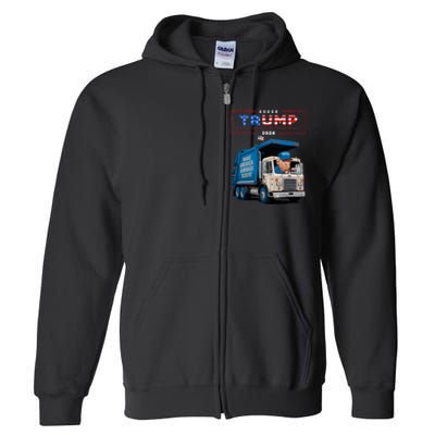 Donald Trump Rides In Garbage Truck Garbage For Trump Full Zip Hoodie