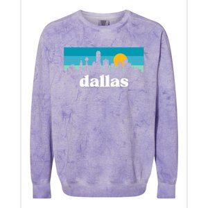 Dallas Texas Retro Sunset Skyline Colorblast Crewneck Sweatshirt