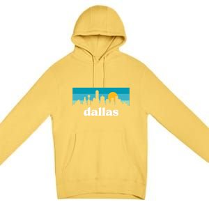 Dallas Texas Retro Sunset Skyline Premium Pullover Hoodie