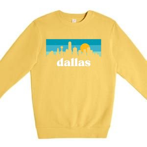 Dallas Texas Retro Sunset Skyline Premium Crewneck Sweatshirt