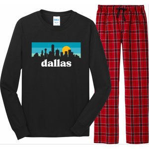 Dallas Texas Retro Sunset Skyline Long Sleeve Pajama Set