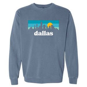 Dallas Texas Retro Sunset Skyline Garment-Dyed Sweatshirt