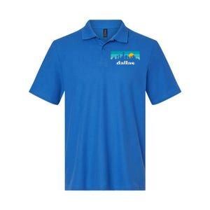 Dallas Texas Retro Sunset Skyline Softstyle Adult Sport Polo