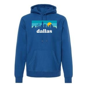 Dallas Texas Retro Sunset Skyline Premium Hoodie