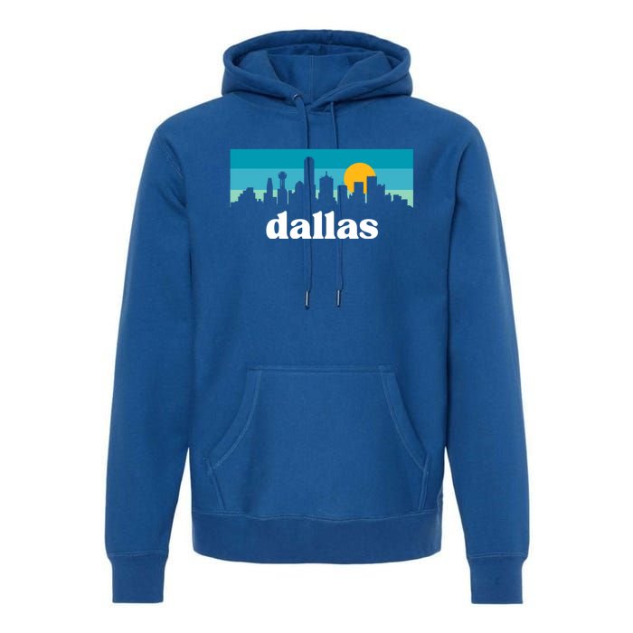 Dallas Texas Retro Sunset Skyline Premium Hoodie