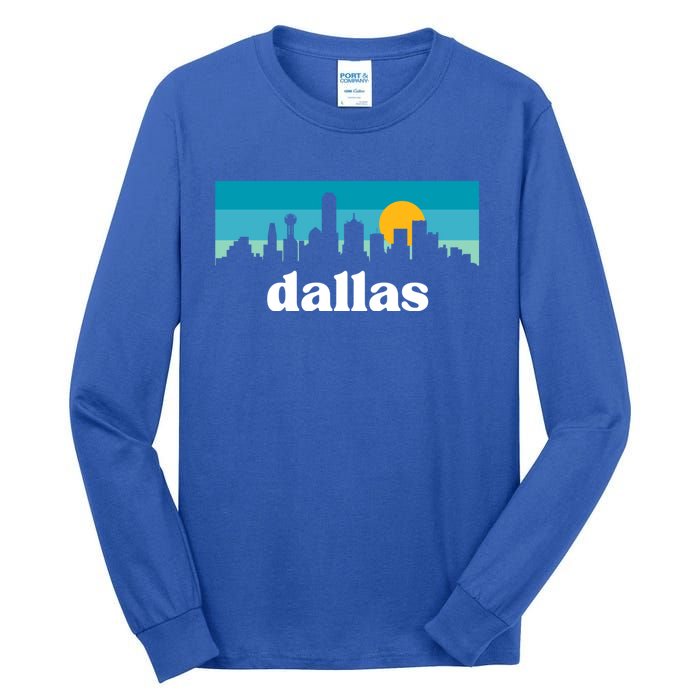 Dallas Texas Retro Sunset Skyline Tall Long Sleeve T-Shirt