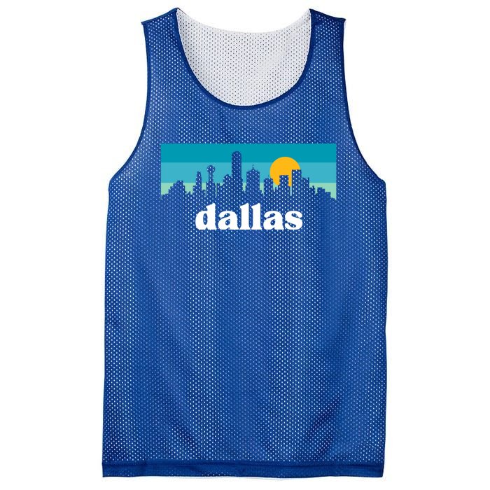 Dallas Texas Retro Sunset Skyline Mesh Reversible Basketball Jersey Tank