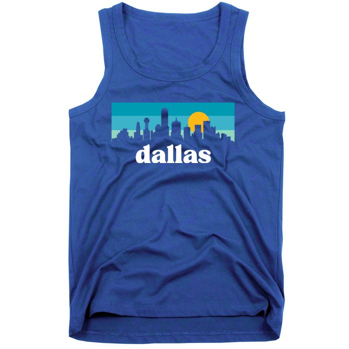 Dallas Texas Retro Sunset Skyline Tank Top