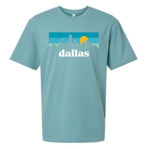 Dallas Texas Retro Sunset Skyline Sueded Cloud Jersey T-Shirt