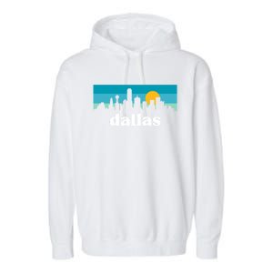 Dallas Texas Retro Sunset Skyline Garment-Dyed Fleece Hoodie