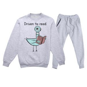 Driven To Read Pigeon Library Reading Books Readers Premium Crewneck Sweatsuit Set