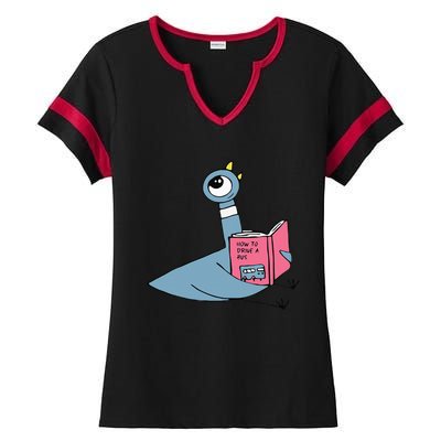 Driven To Read Pigeon Library Reading Books Reader Ladies Halftime Notch Neck Tee