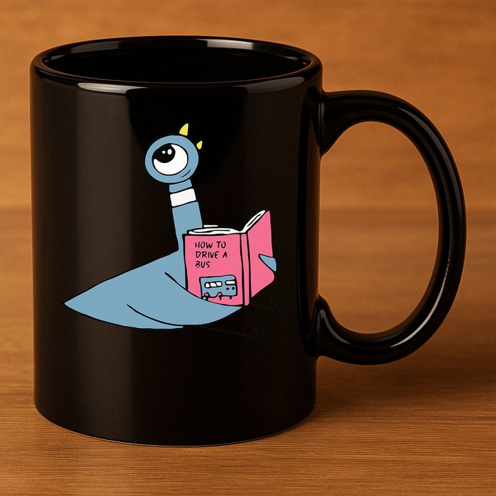 Driven To Read Pigeon Library Reading Books Reader 11oz C Handle Ceramic Mug