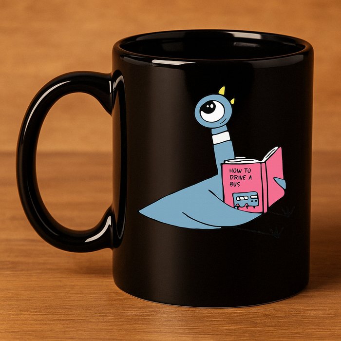Driven To Read Pigeon Library Reading Books Reader 11oz C Handle Ceramic Mug