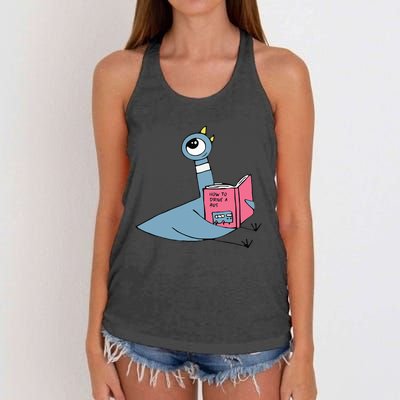 Driven To Read Pigeon Library Reading Books Reader Women's Knotted Racerback Tank