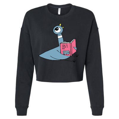 Driven To Read Pigeon Library Reading Books Reader Cropped Pullover Crew