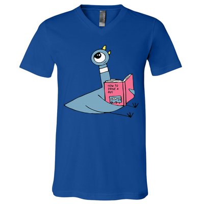 Driven To Read Pigeon Library Reading Books Reader V-Neck T-Shirt