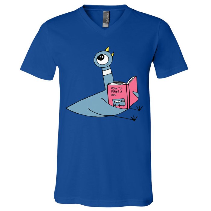Driven To Read Pigeon Library Reading Books Reader V-Neck T-Shirt