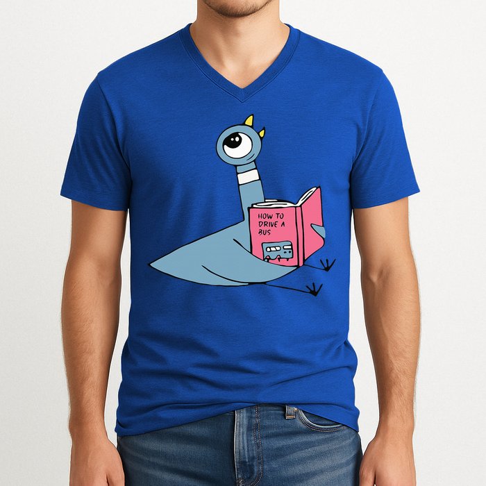 Driven To Read Pigeon Library Reading Books Reader V-Neck T-Shirt