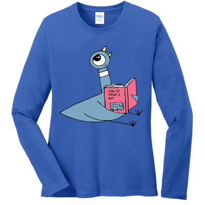Driven To Read Pigeon Library Reading Books Reader Ladies Long Sleeve Shirt