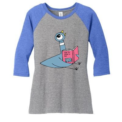 Driven To Read Pigeon Library Reading Books Reader Women's Tri-Blend 3/4-Sleeve Raglan Shirt