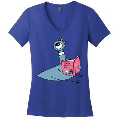 Driven To Read Pigeon Library Reading Books Reader Women's V-Neck T-Shirt