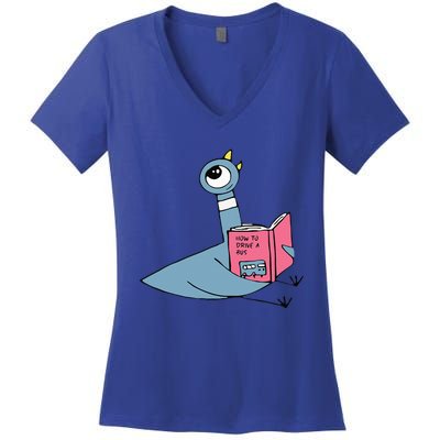 Driven To Read Pigeon Library Reading Books Reader Women's V-Neck T-Shirt