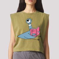 Driven To Read Pigeon Library Reading Books Reader Garment-Dyed Women's Muscle Tee