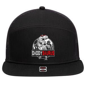 Daddysaurus T Rex Dinosaur Funny DaddySaurus Family Matching 7 Panel Mesh Trucker Snapback Hat